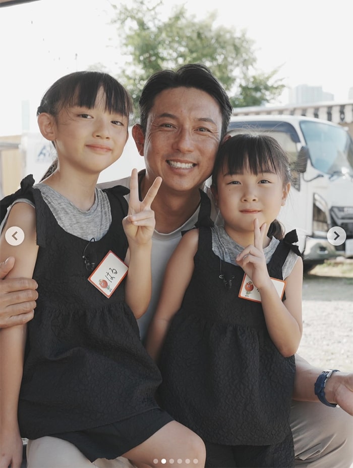 川﨑宗則さん二人の娘さんとテレビ出演